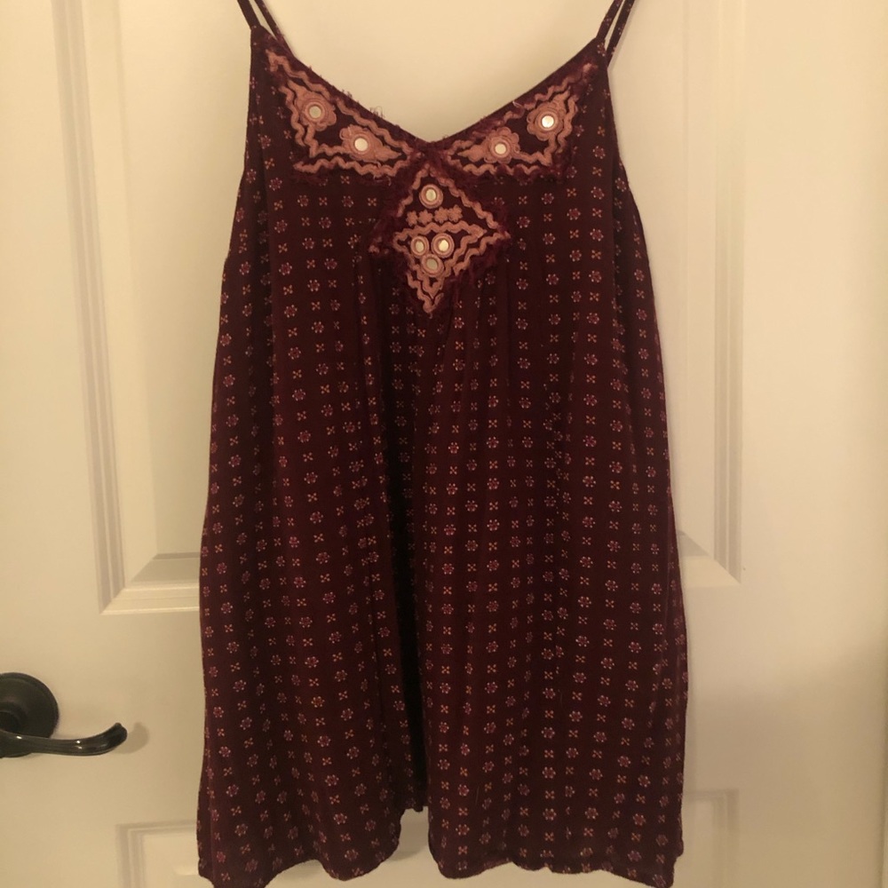 Boho maroon mini dress